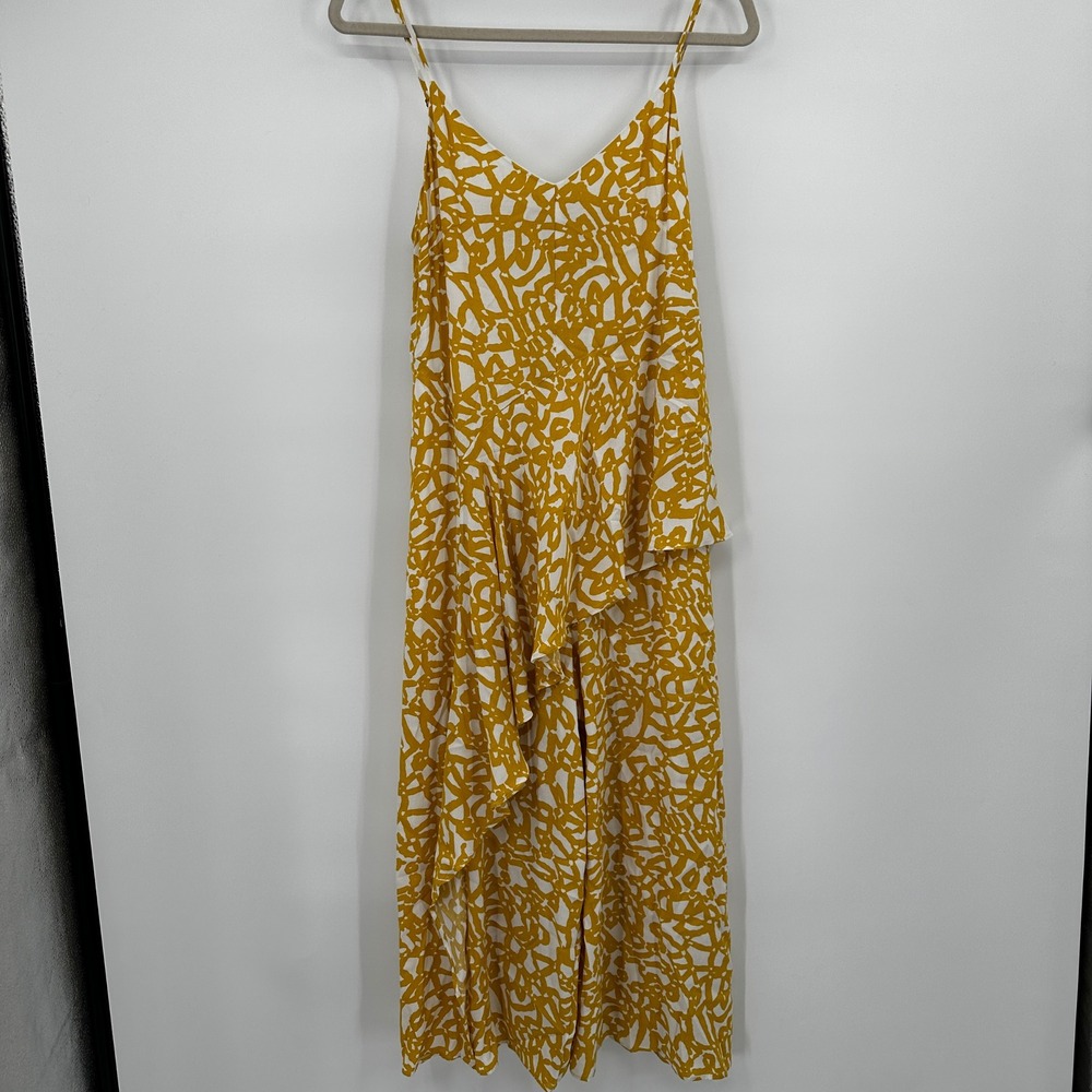 Maeve Yellow Ruffle Wide Leg Brittany Jumpsuit 8P‎ Cutout Boho Festival Resort